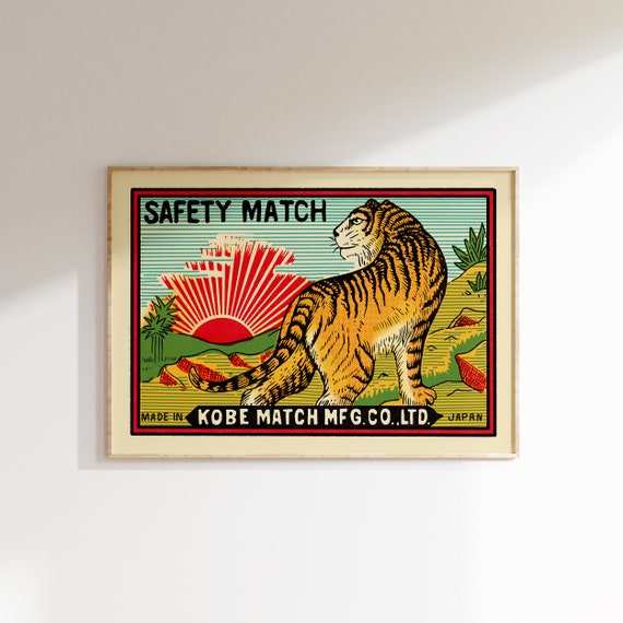 Retro Japanese Tiger Vintage Matchbox Art Print