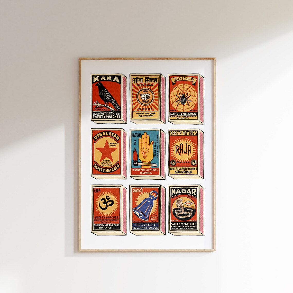 Retro Indian Matchboxes Vintage Poster Art Print