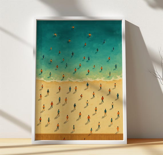 Minimalist Beach Aerial Print Modern Coastal Wall Art