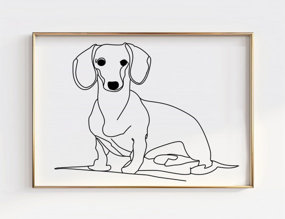 Dachshund Line Art Print Minimalist Sausage Dog Artwork