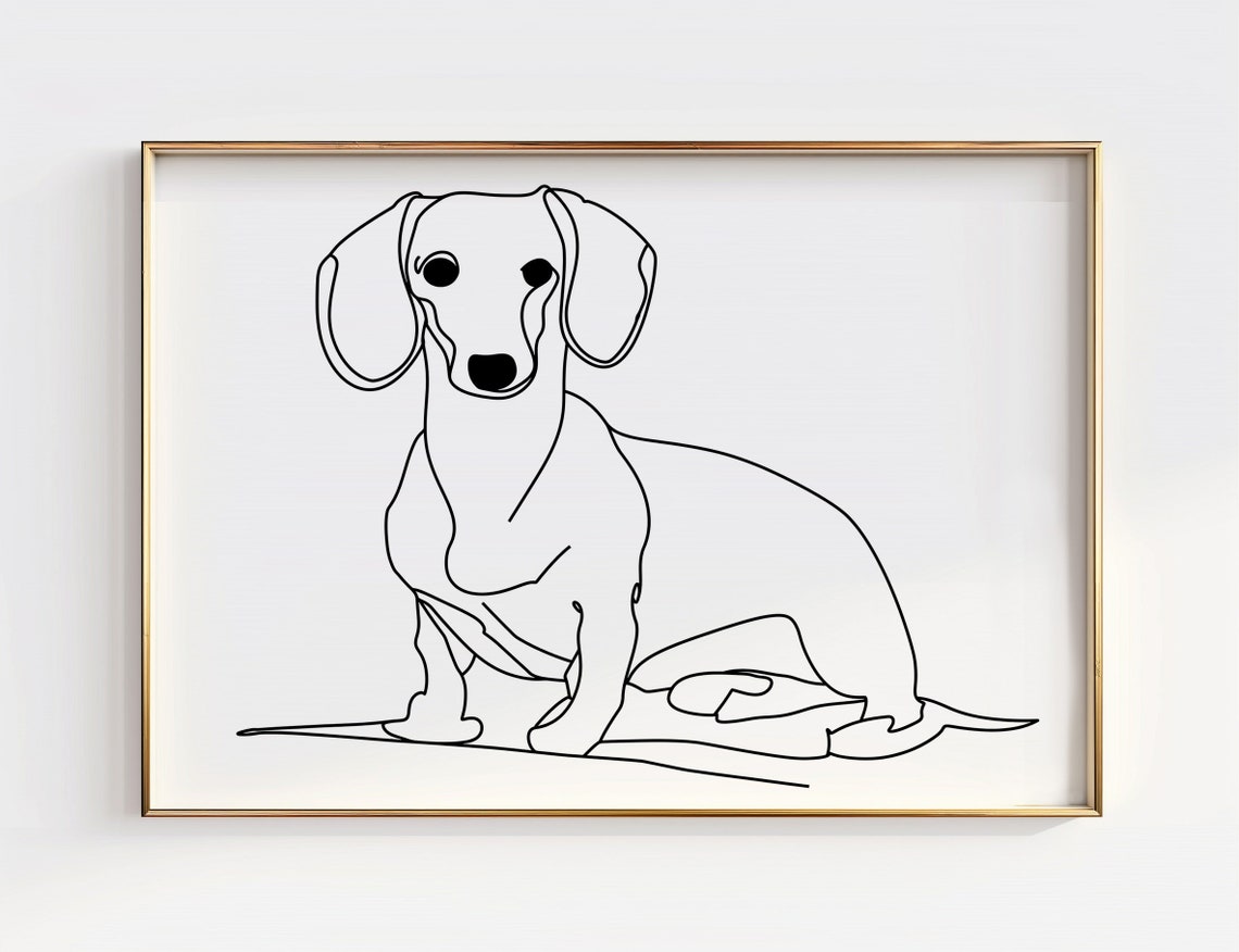Dachshund Line Art Print Minimalist Sausage Dog Artwork