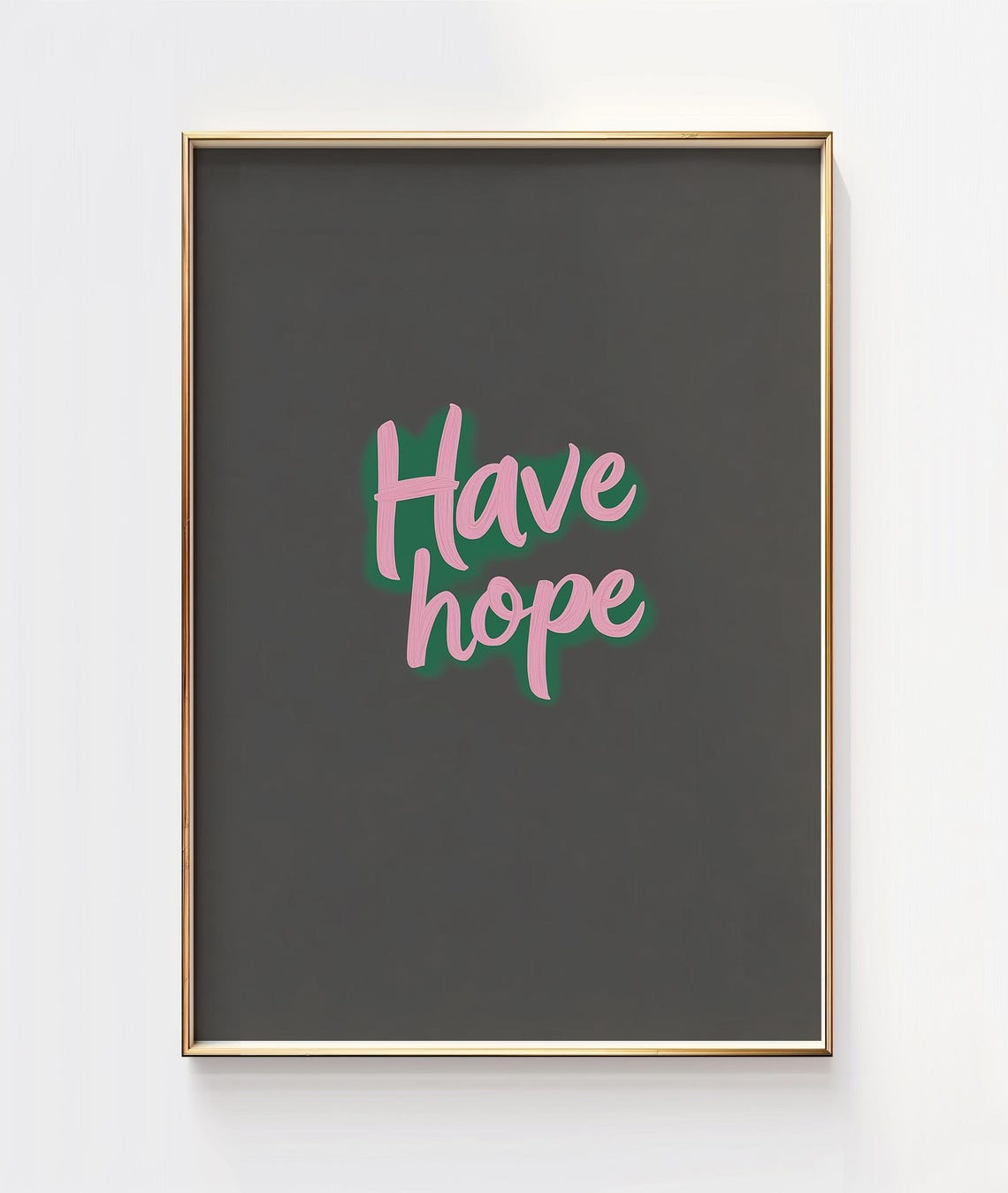 Have Hope Glowing Pink Neon Script Charcoal Background Wall Art