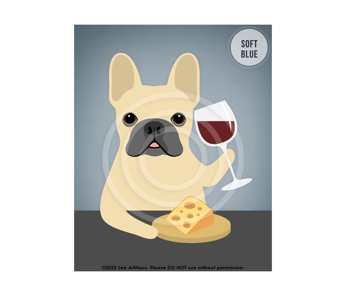 538dp Wine Decor French Bulldog Drinking Bottle Of Wine Wall Art Wine Prints Wine Lover Gifts French Bulldog Art Dog Poster - Image 2