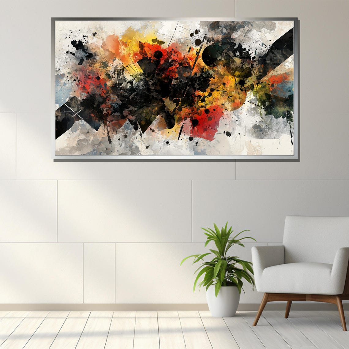 Dynamic Fiery Red Orange Abstract Explosion Splash Painting Poster - Image 3