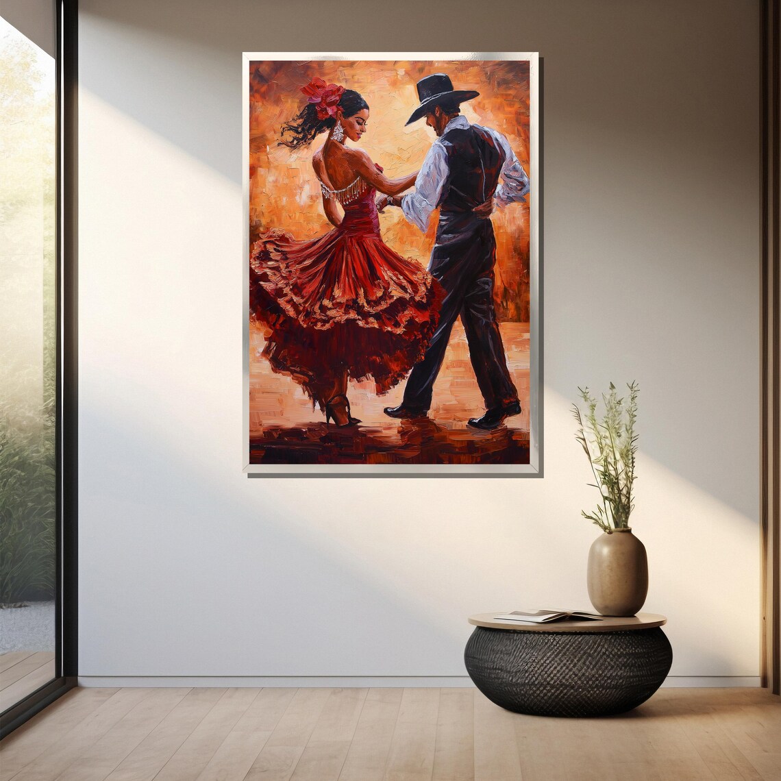 Passionate Flamenco Dancers in Red Dress Spanish Painting Art Poster - Image 3
