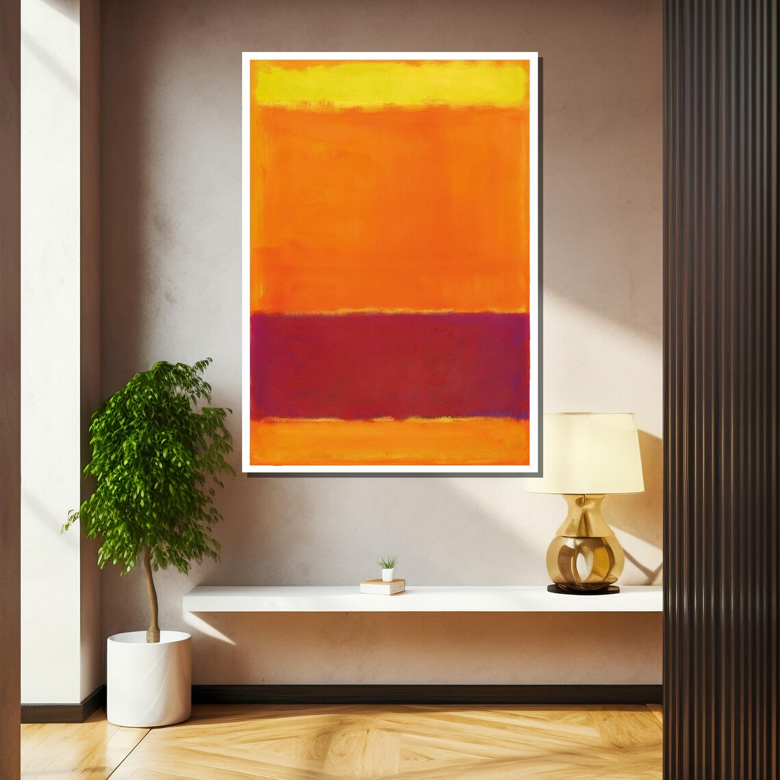 Golden Sunset Bands Of Orange Magenta Modern Abstract Art Poster - Image 2