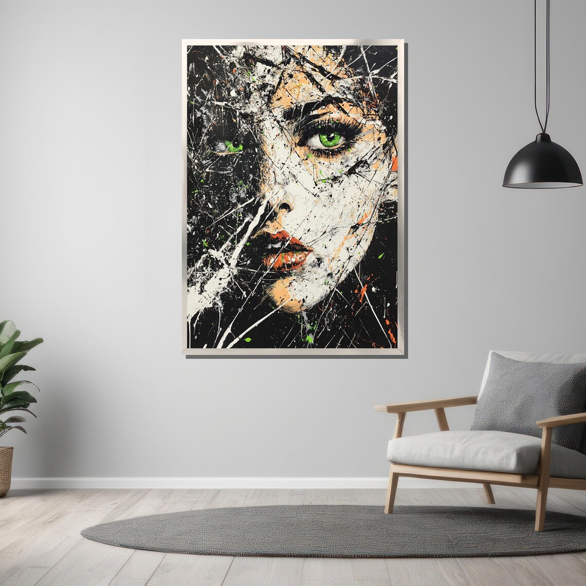 Abstract Woman Portrait With Striking Green Eyes Splash Poster - Image 3