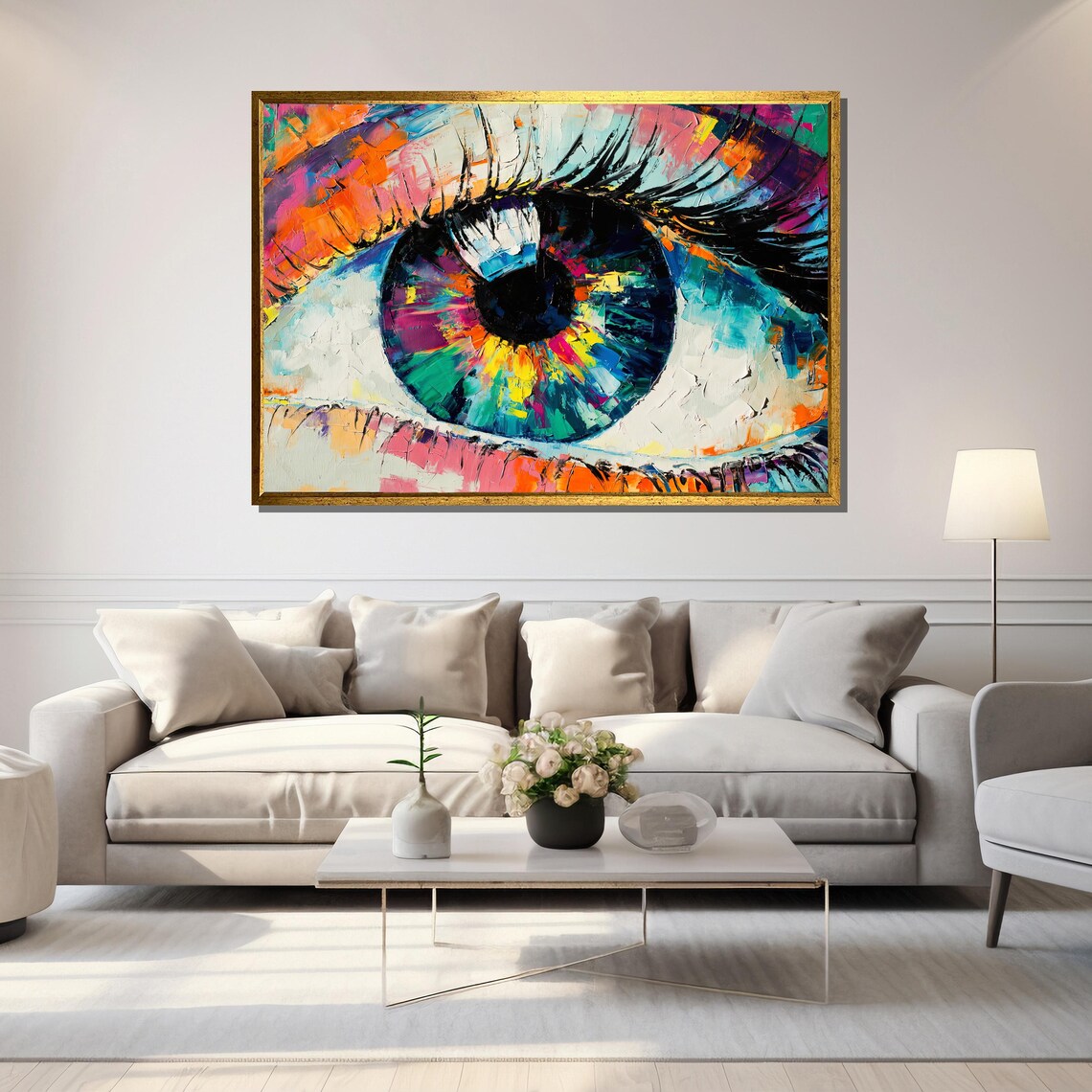 Vivid Abstract Close Up Eye Colorful Palette Knife Art Poster - Image 5
