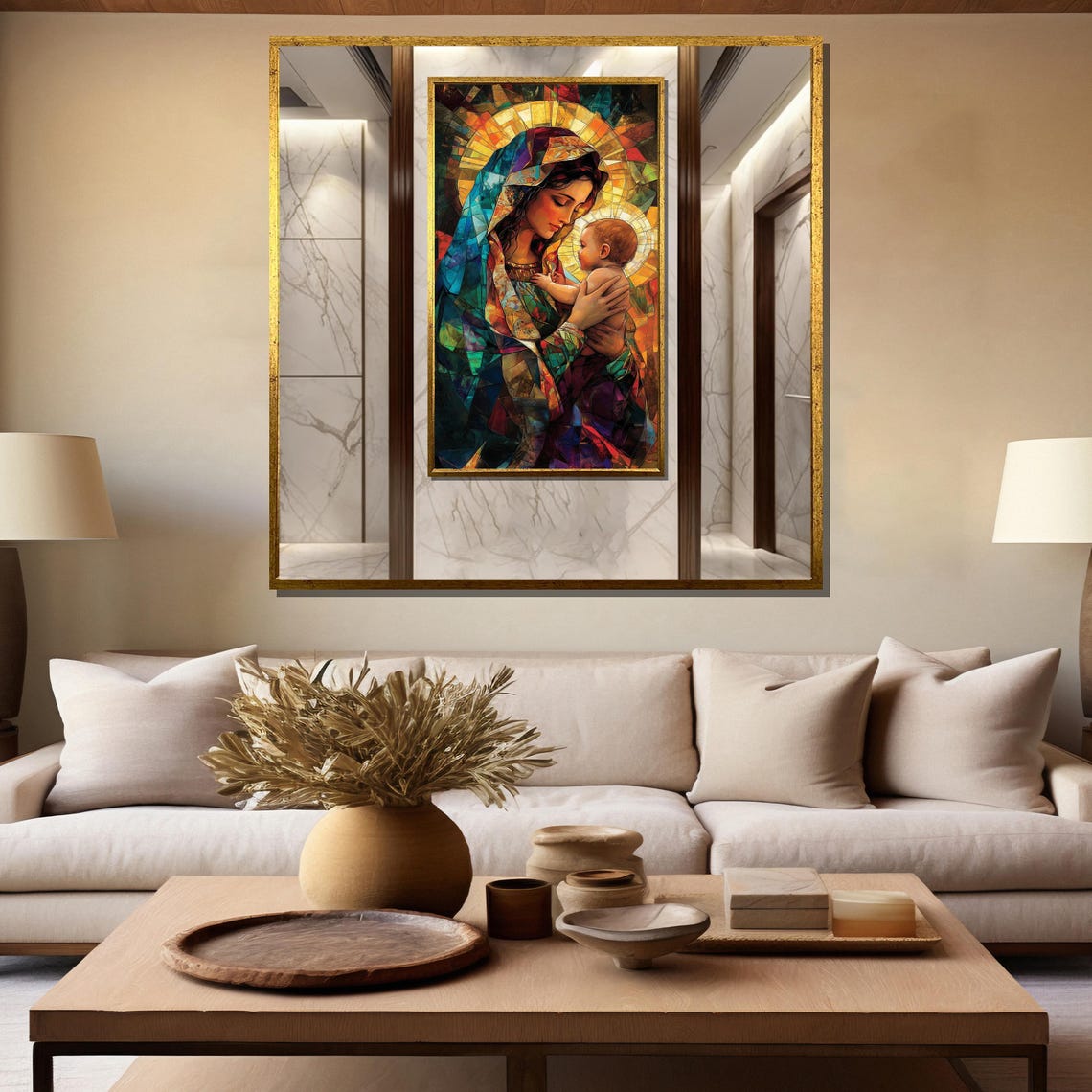 Radiance Of Motherly Love A Stained Glass Depiction Of Mary And Baby Jesus - Image 5