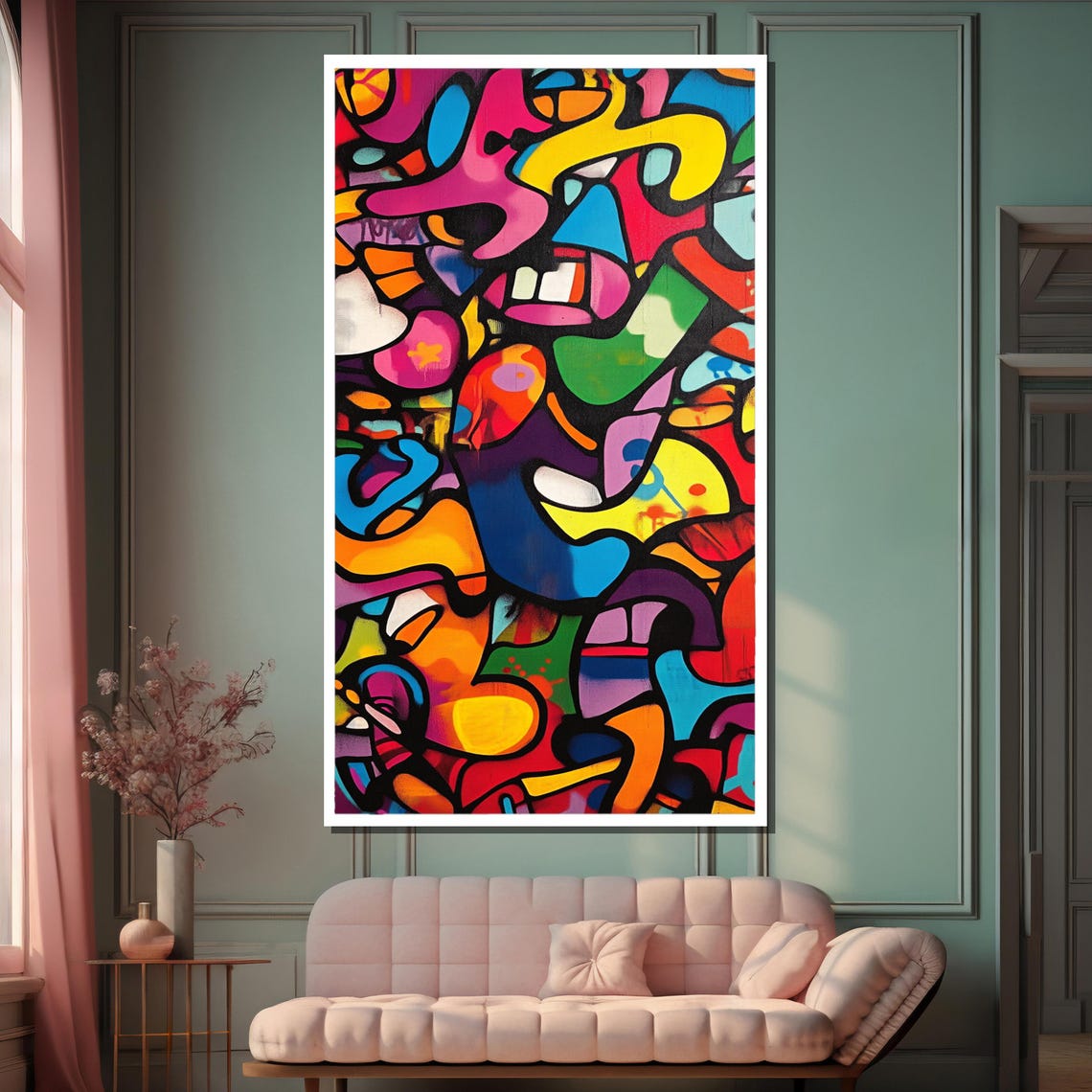 Colorful Abstract Graffiti Painting Vibrant Urban Street Art Modern Pop Art Wall Decor Contemporary Bold Artwork Unique Gift Idea - Image 2