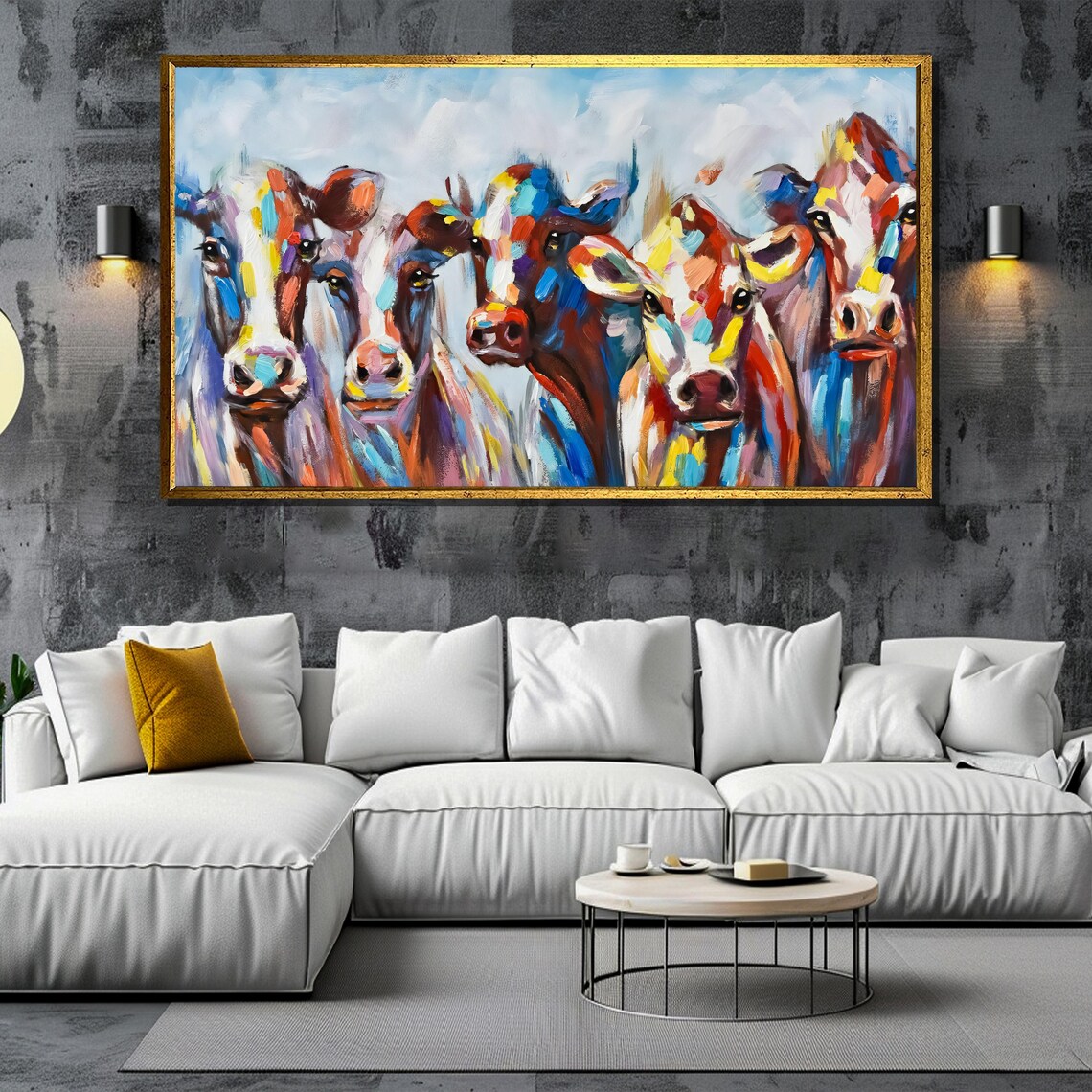 Five Colorful Abstract Cow Faces Bold Vibrant Farm Animal Poster - Image 5