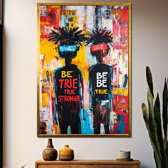 Basquiat Painting Abstract Graffiti Art Urban Street Art Wall Decor Bold Colorful Artwork Contemporary Statement Gift