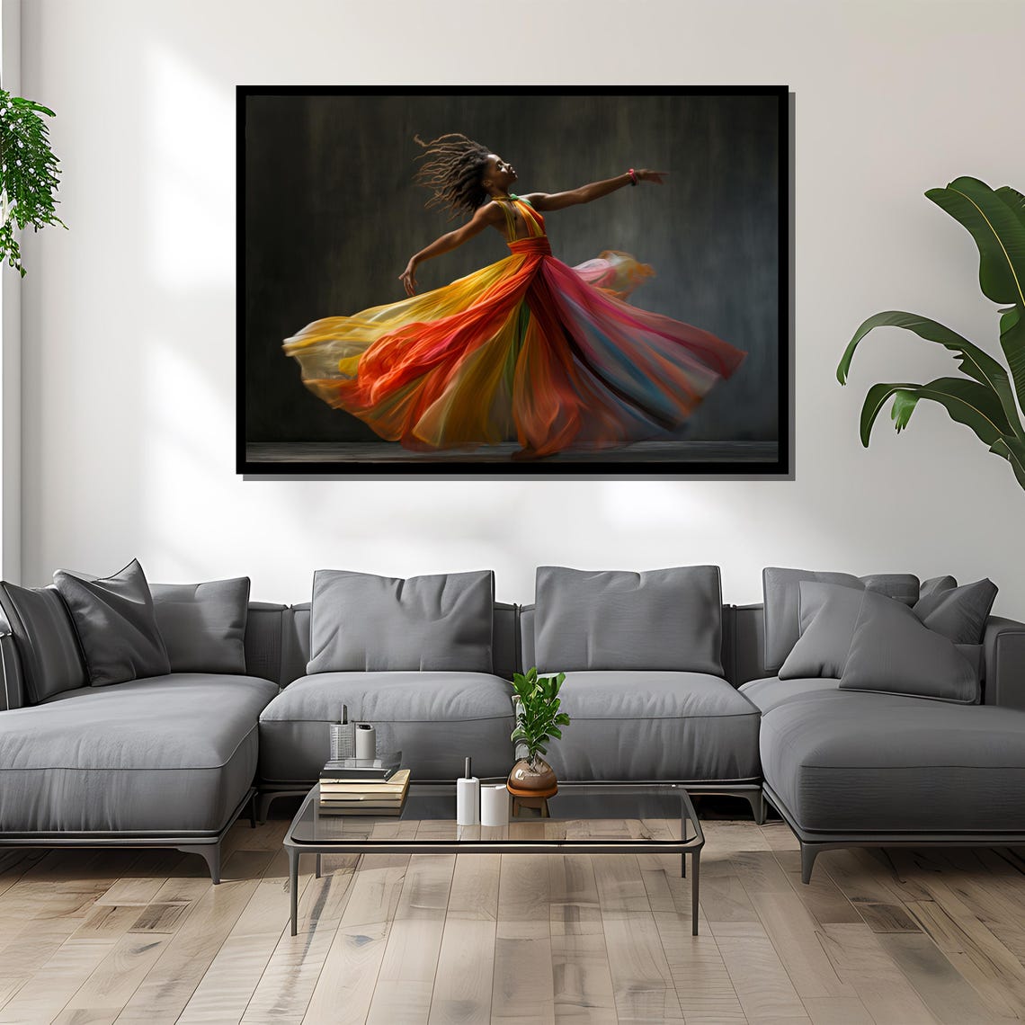 Dancer Twirling In A Rainbow Multicolor Flowing Dress Poster - Image 4