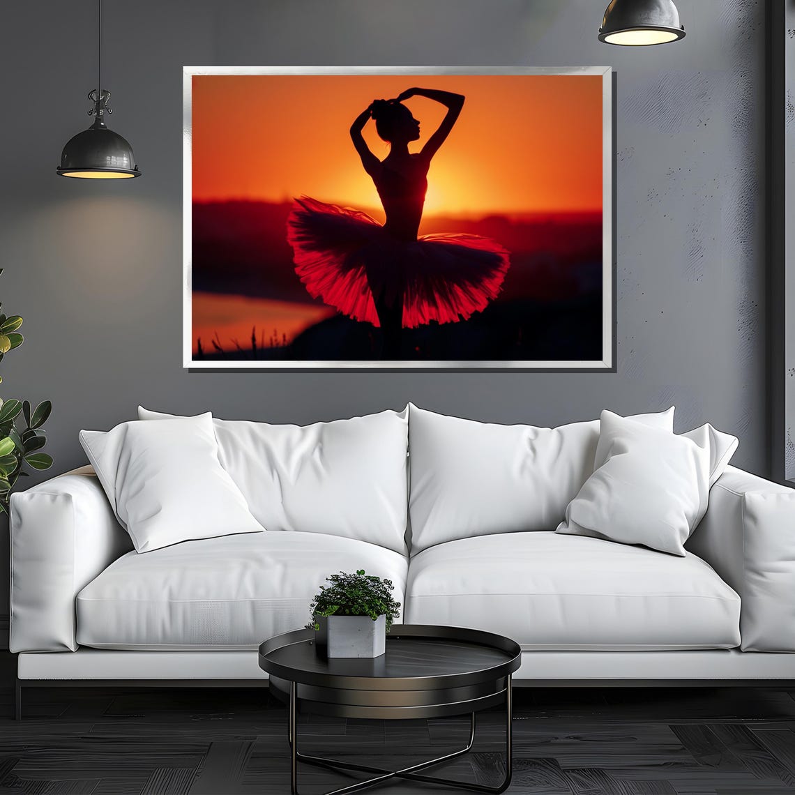 Silhouette Ballerina Painting Elegant Sunset Dance Art Gift For Ballet Lovers - Image 3