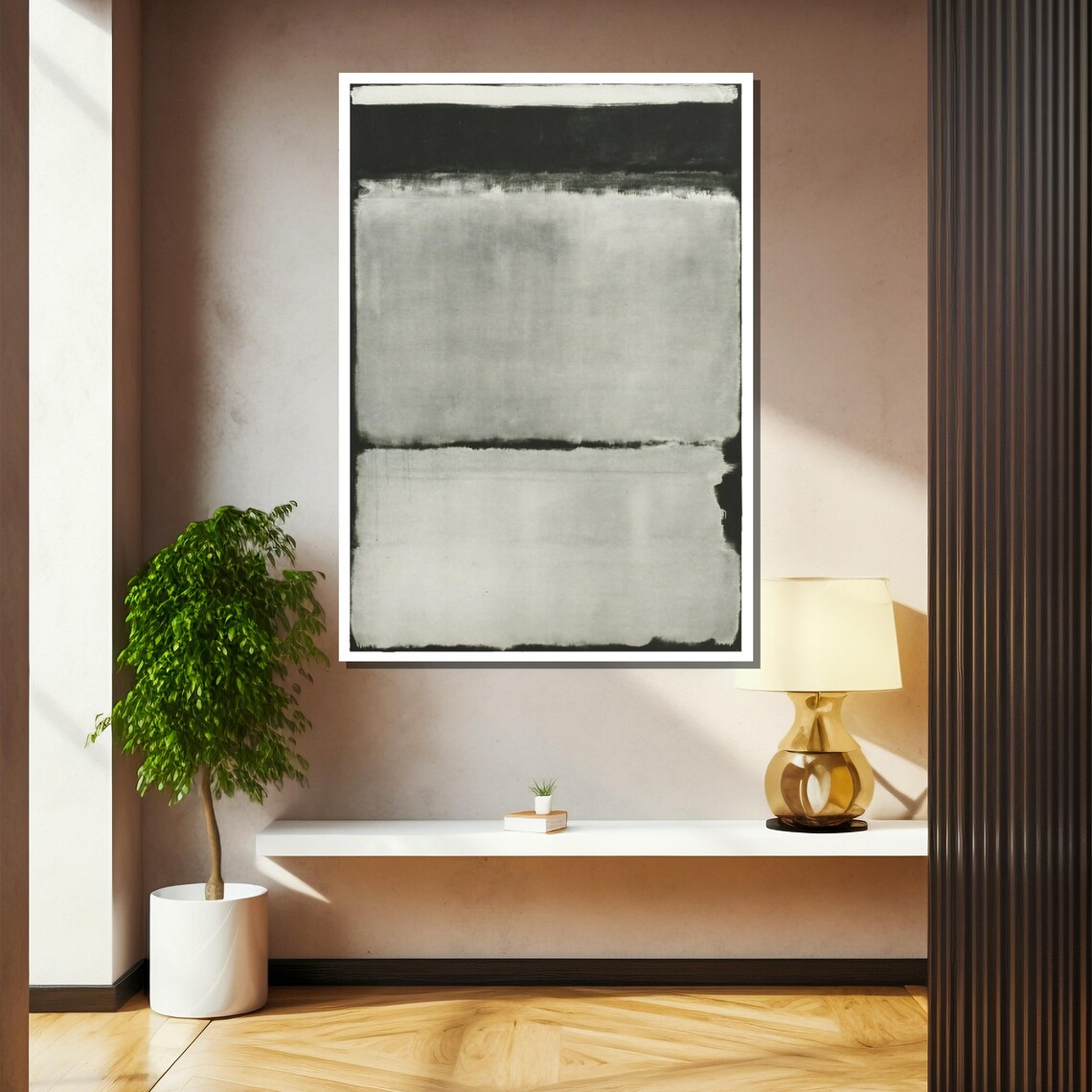 Minimalist Black And White Wash Abstract Color Field Painting Poster - Image 2