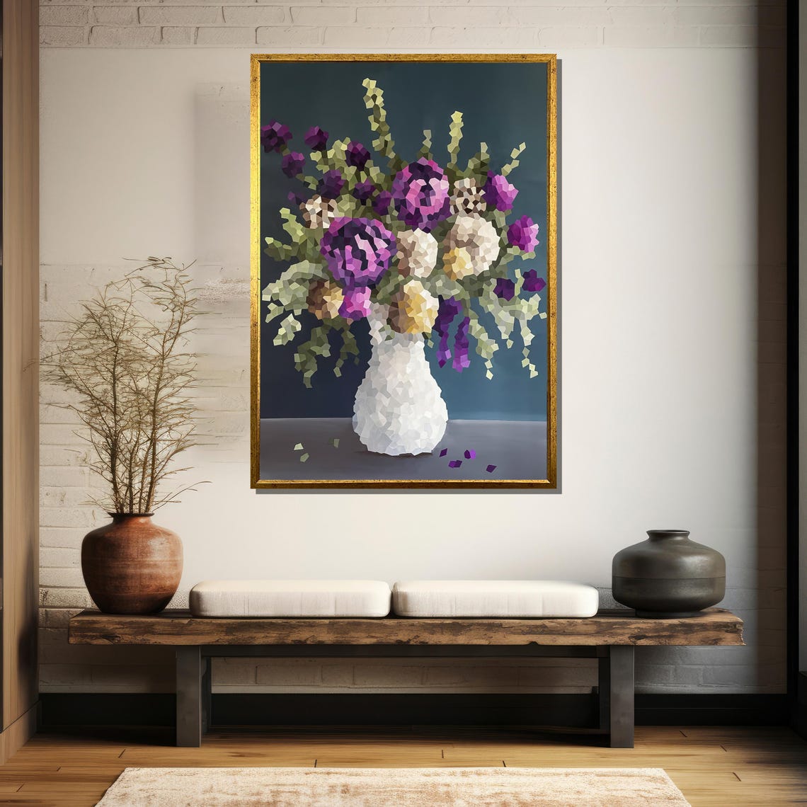 Geometric Floral Vase Modern Abstract Painting Gift For Home Decor - Image 5