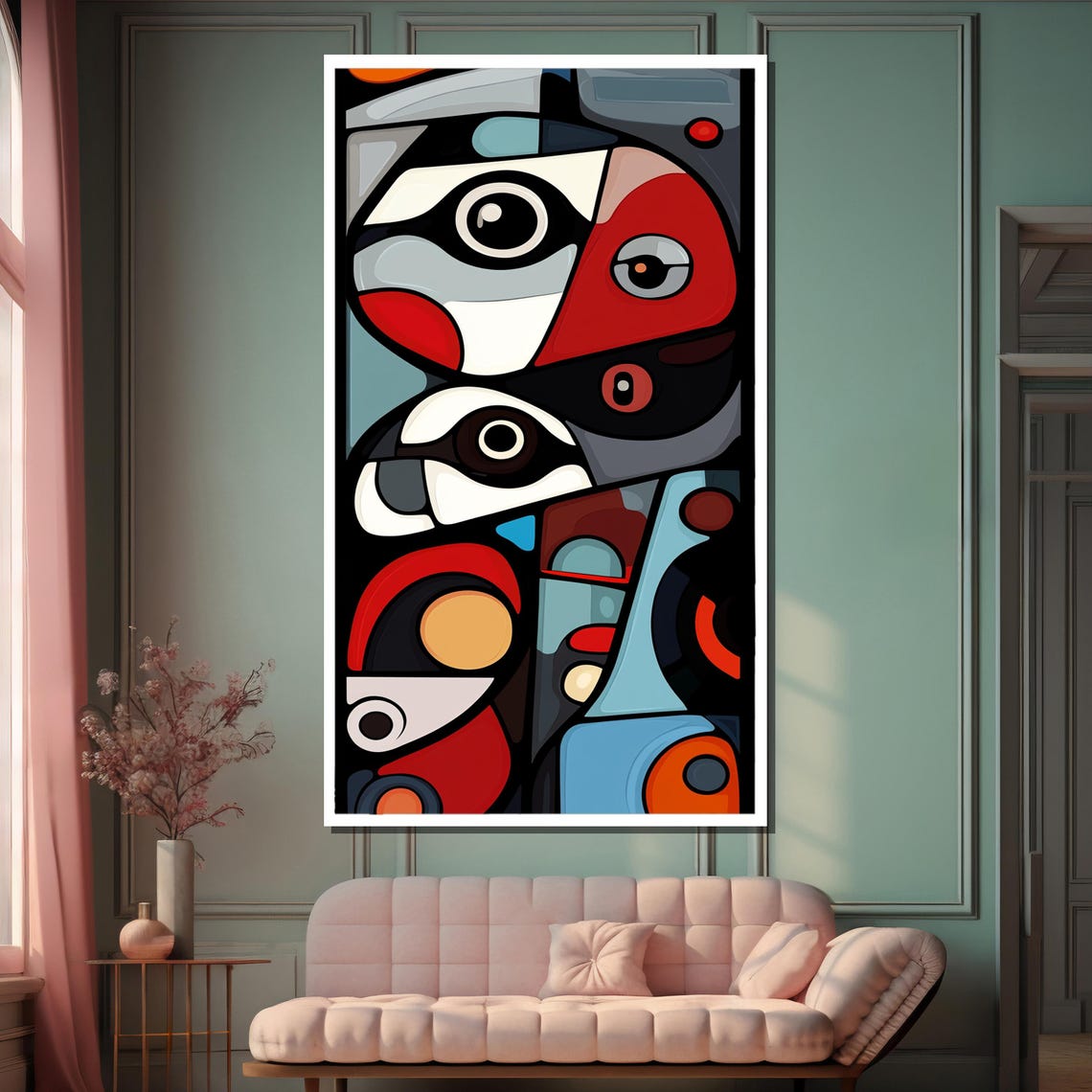 Abstract Geometric Painting Modern Tribal Wall Art Bold Minimalist Graphic Design Contemporary Home Decor Unique Gift - Image 2