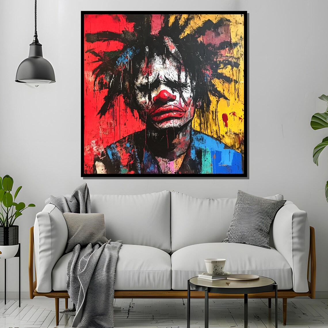 Sad Clown Expressionist Portrait With Red Nose Wild Hair Poster - Image 4