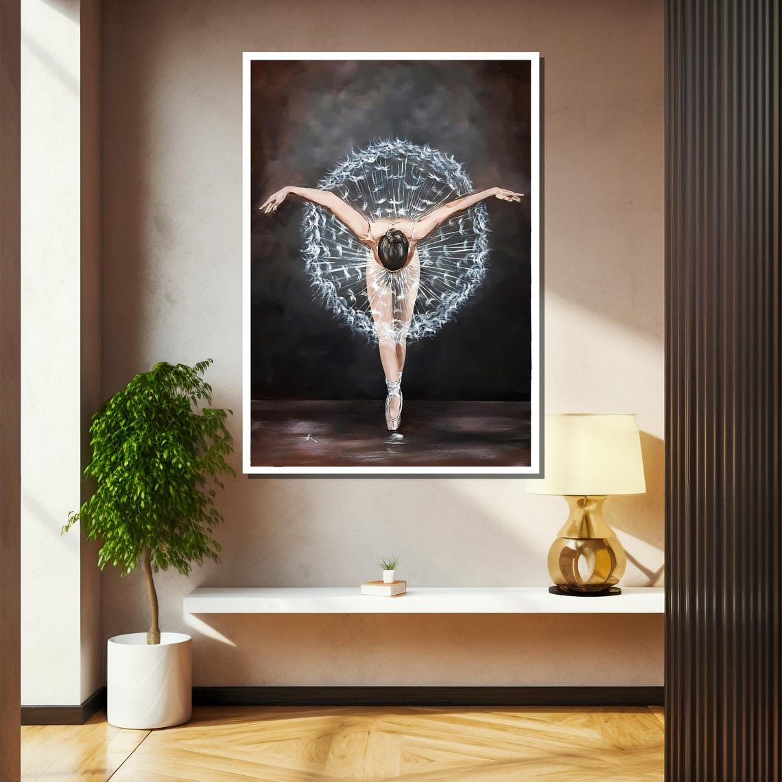 Ballerina On Pointe Wearing A Dandelion Seed Head Tutu Poster - Image 2