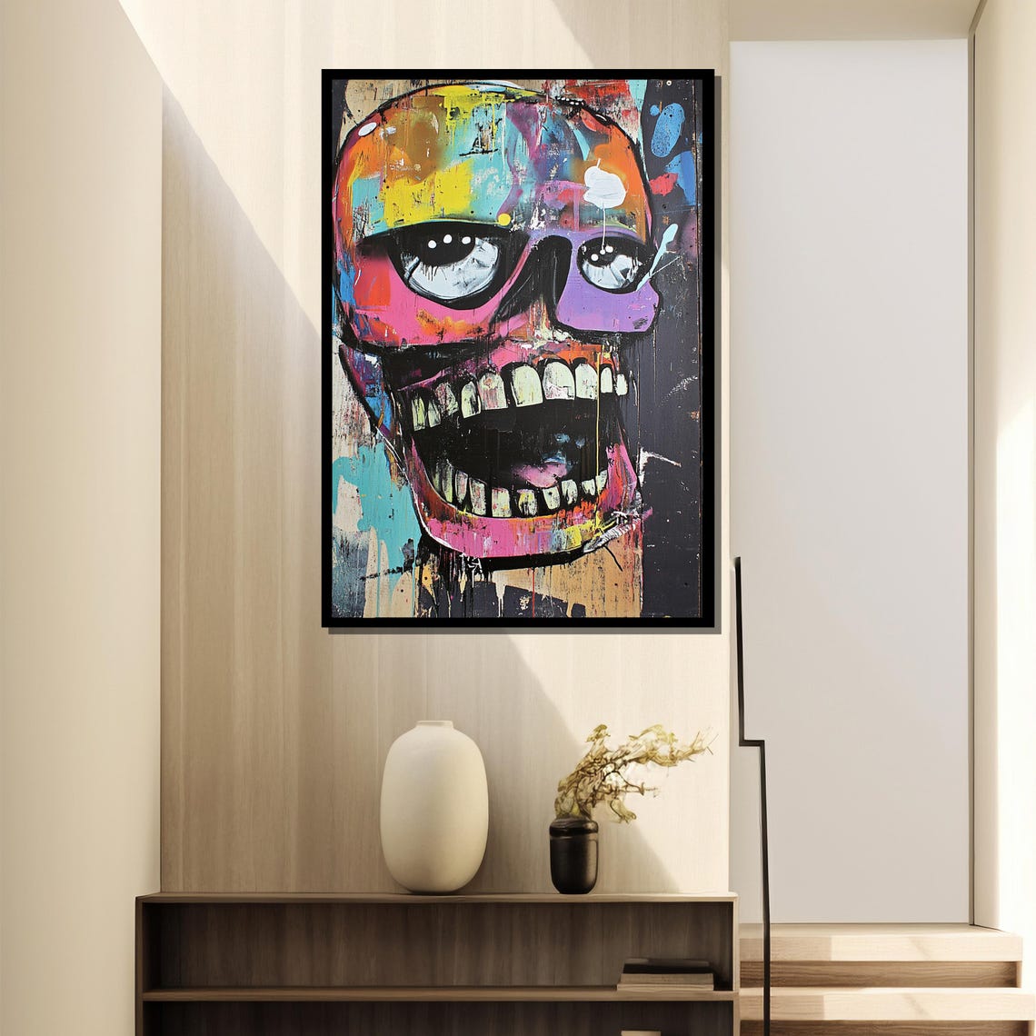 Graffiti Skull Painting Abstract Street Art Wall Decor Vibrant Pop Art Expressionist Print Edgy Urban Style Gift - Image 4