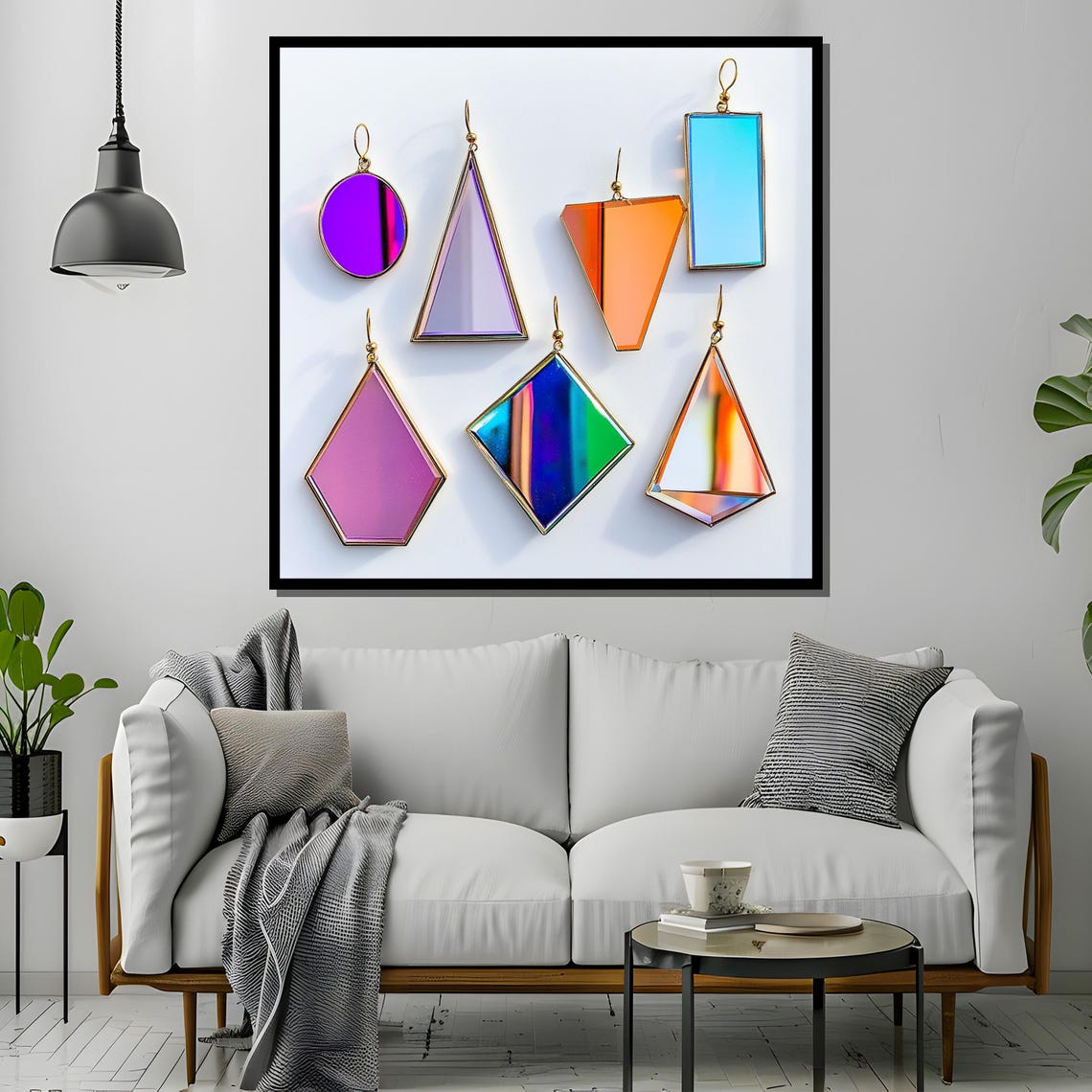 Geometric Mirror Earrings Colorful Acrylic Statement Jewelry Modern Iridescent Dangle Earrings Unique Gift For Women - Image 4