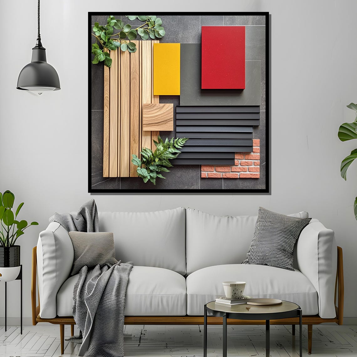 Modern Geometric Wood Panel Abstract Collage Wall Decor Poster - Image 4