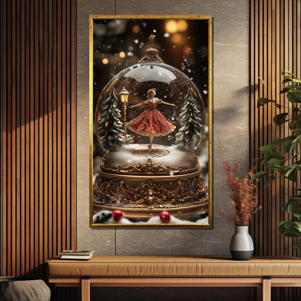 Ballerina Snow Globe Painting Elegant Holiday Gift For Art And Dance Lovers - Image 5