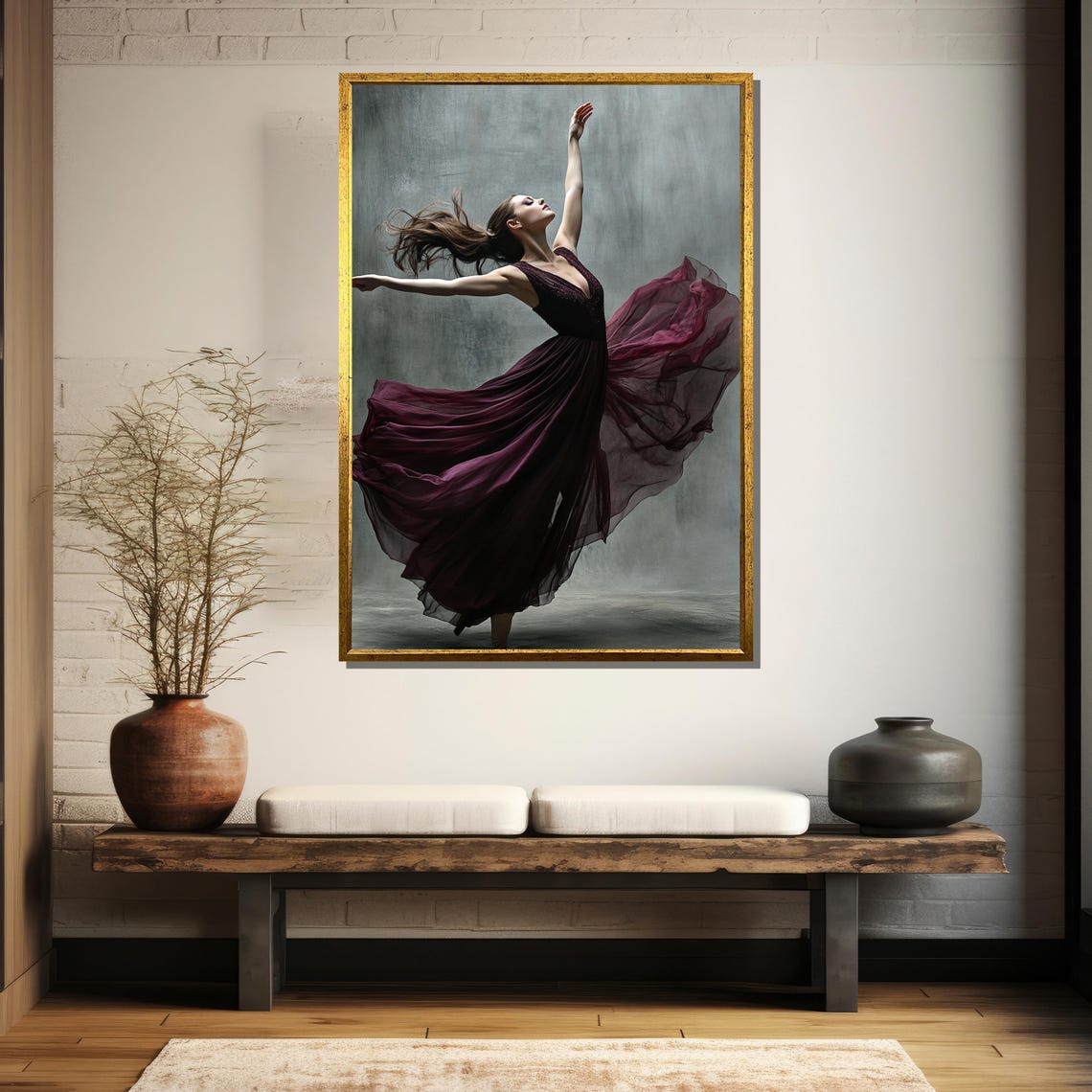 Graceful Ballet Dancer Painting Elegant Flowing Motion Art For Sophisticated Gift And Home Decor - Image 5