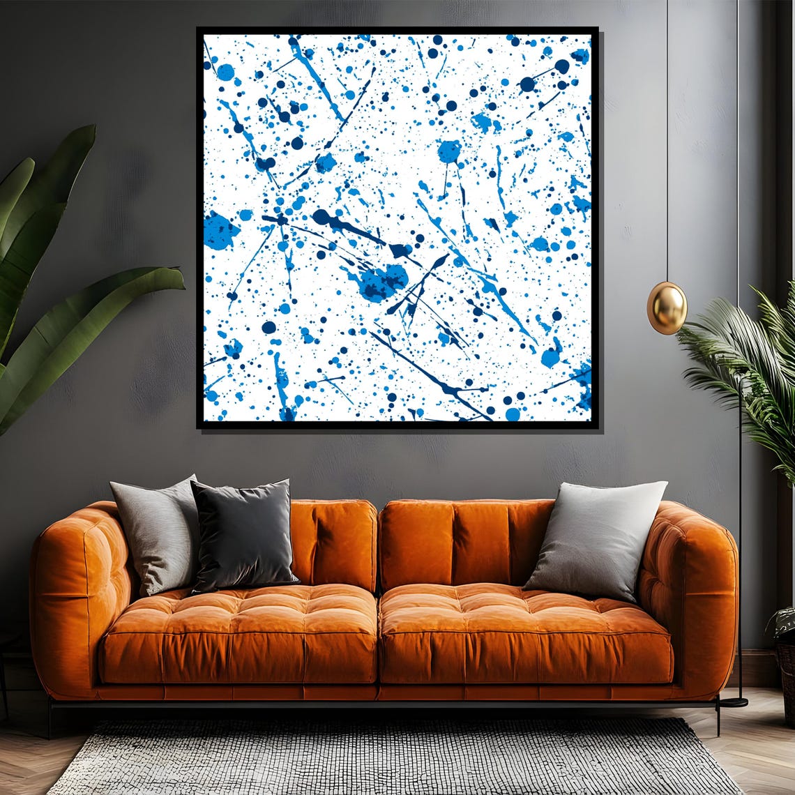 Blue And White Splatter Paint On Minimalist Abstract Airy Art Poster - Image 4