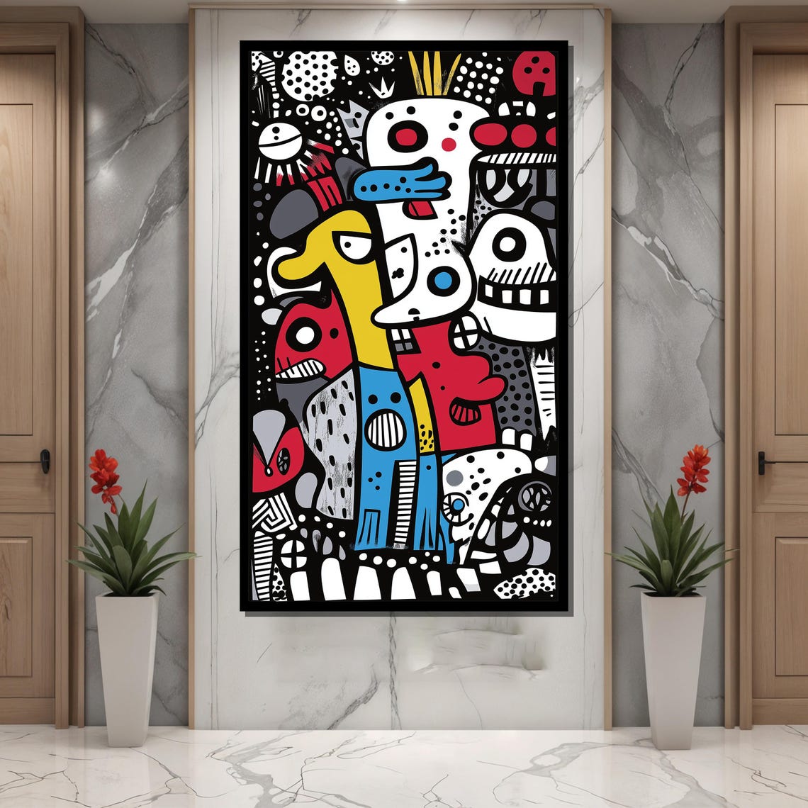 Surreal Abstract Painting Whimsical Pop Art Wall Decor Colorful Graffiti Street Art Bold Geometric Illustration Modern Home Gift - Image 4