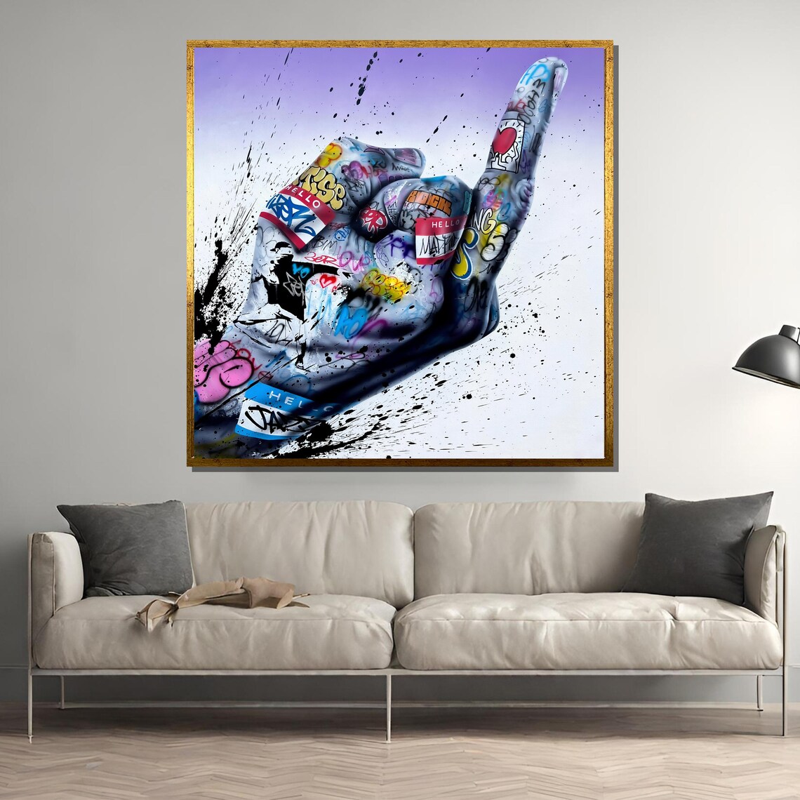 Graffiti Covered Hand Pointing Upward Street Art Urban Poster