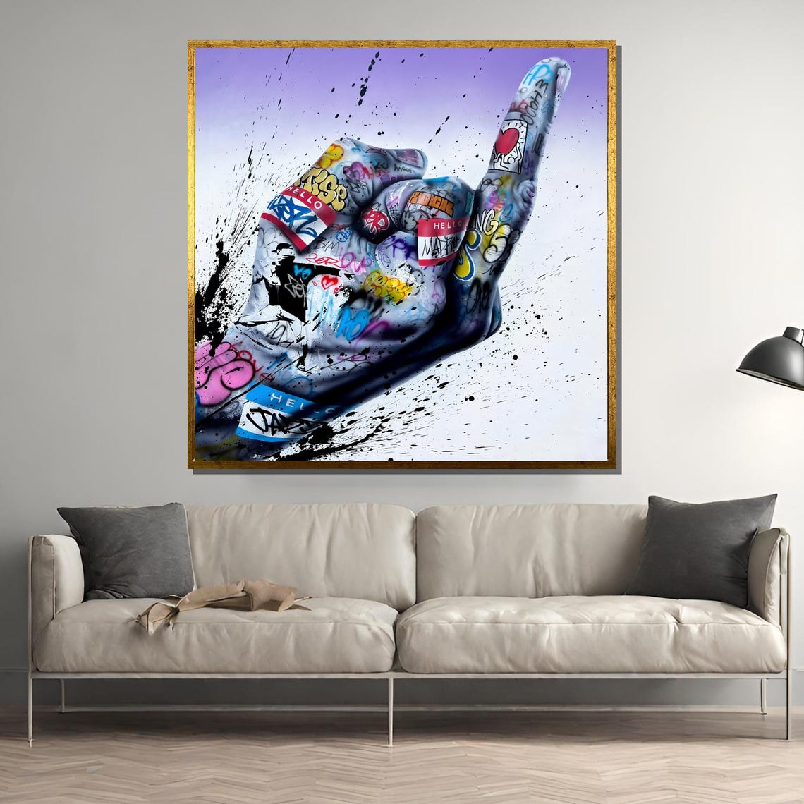 Street Art Hand Gesture Painting Urban Graffiti Style Bold Art Gift For Contemporary Home Decor And Art Enthusiasts