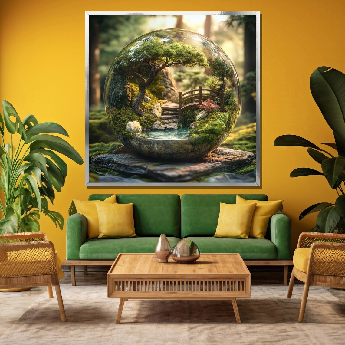 Japanese Zen Garden in Glass Terrarium Serene Landscape Poster - Image 3