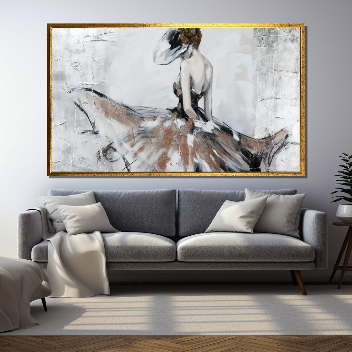 Abstract Ballerina in Flowing Neutral Tones Modern Dance Art Poster