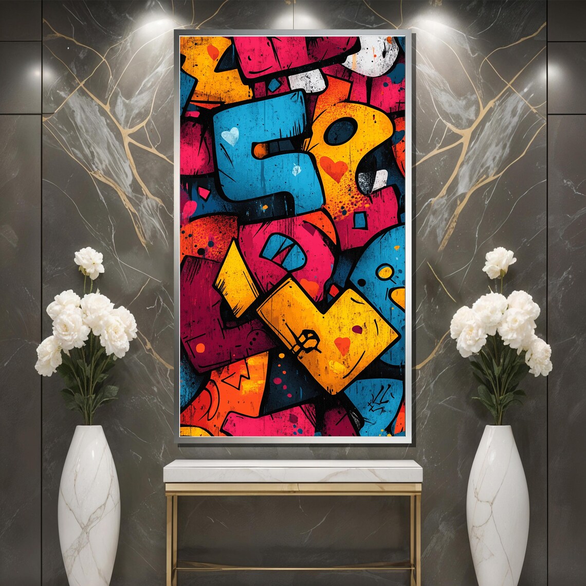 Colorful Graffiti Letter Painting Bold Urban Street Art Abstract Typography Wall Decor Vibrant Pop Art Print Modern Home Gift - Image 3