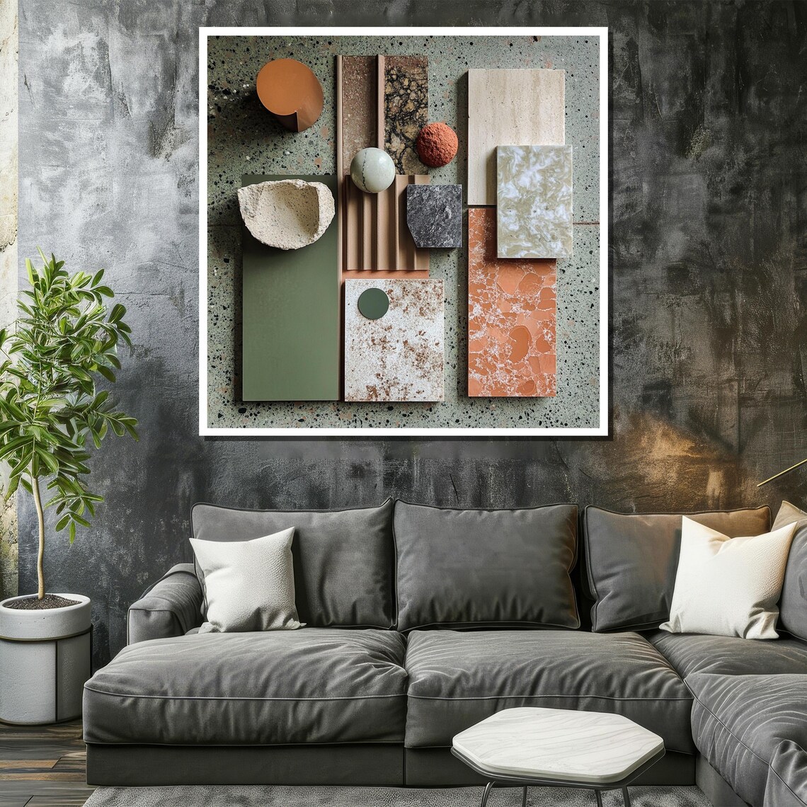Earthy Mood Board Painting Terracotta And Green Textured Wall Art Interior Design Inspired Abstract Decor Unique Modern Artwork - Image 2