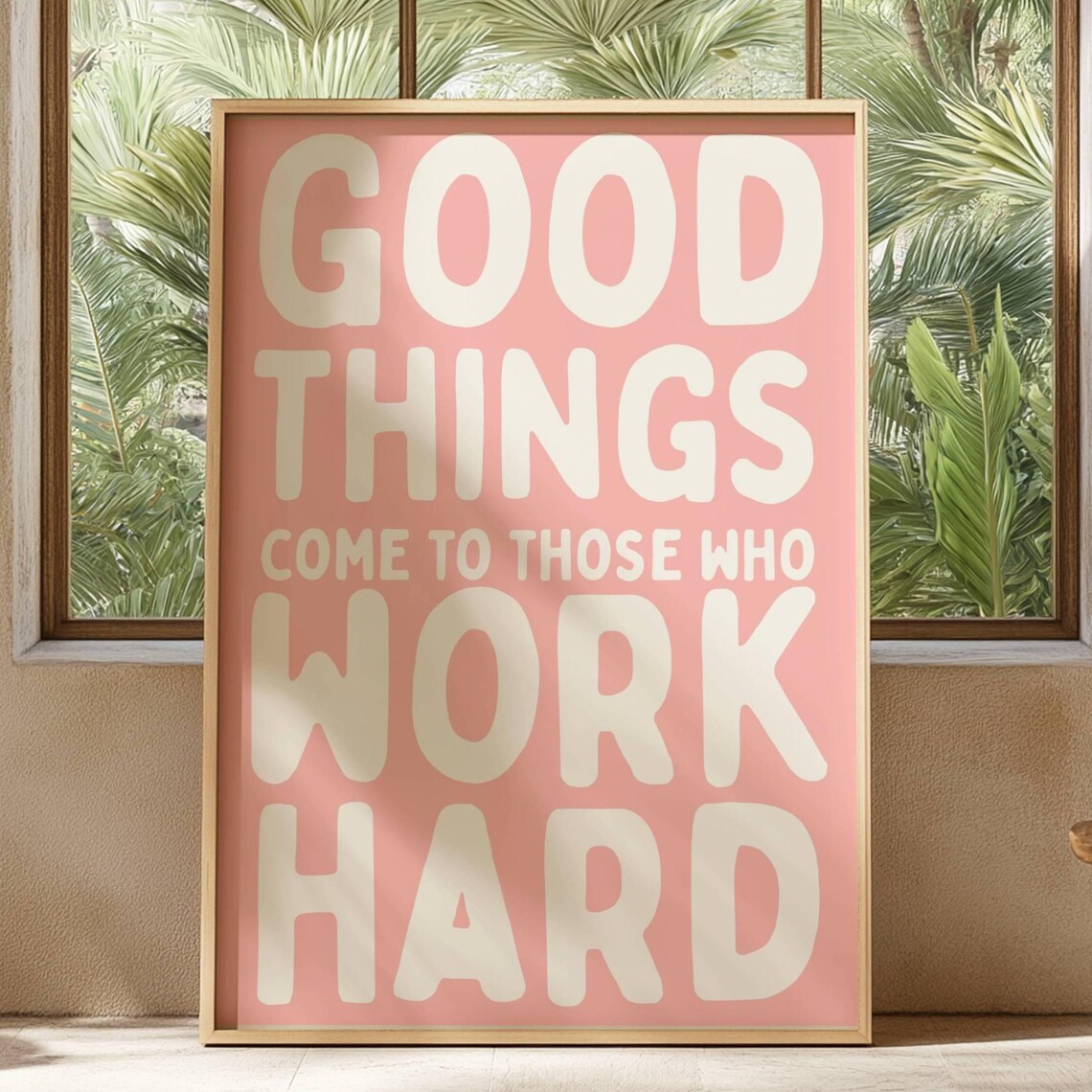 Motivational Quote Print Good Things Come Pink Typography