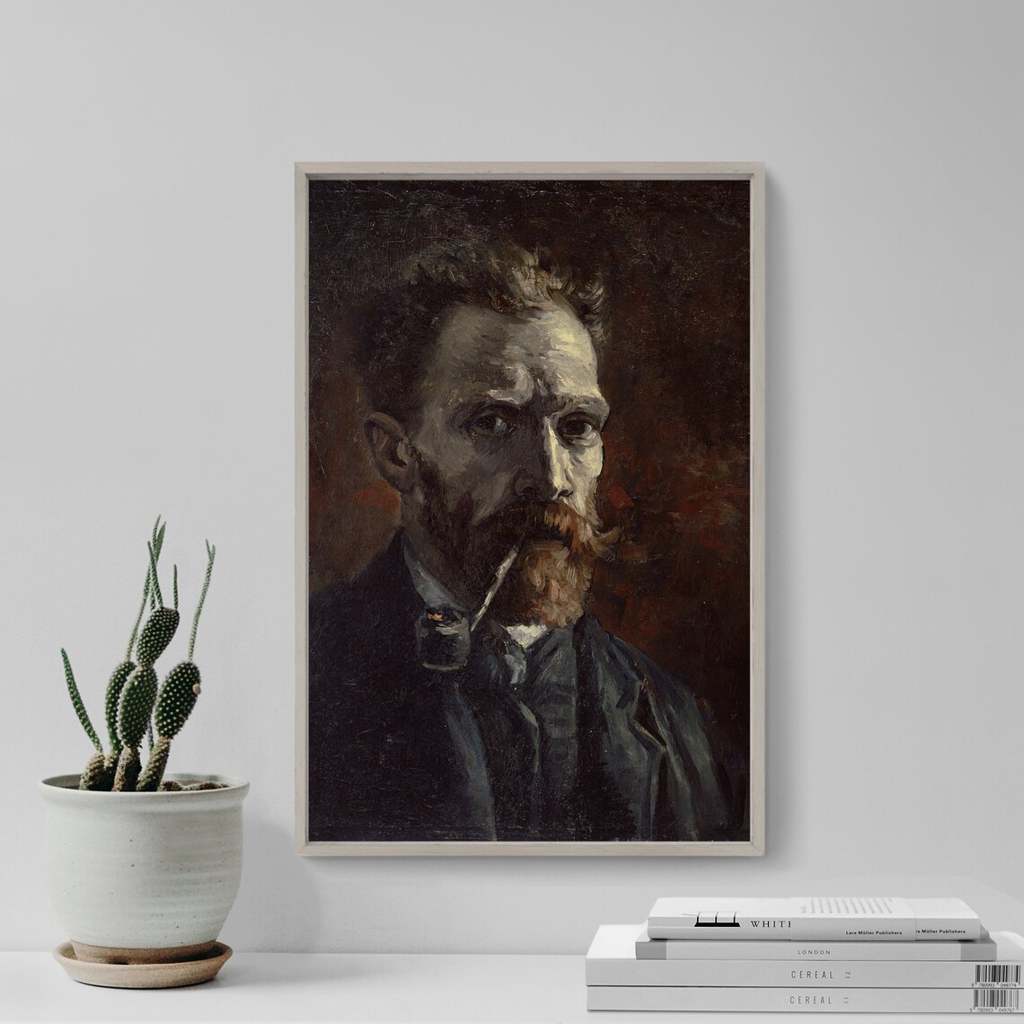 Van Gogh Self Portrait With Pipe, Classic Poster Print