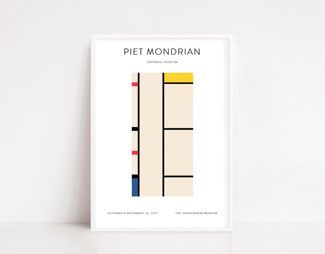 Piet Mondrian 1971 Guggenheim Centennial Exhibition Geometric Poster