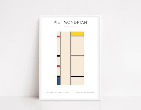 Piet Mondrian 1971 Guggenheim Centennial Exhibition Geometric Poster