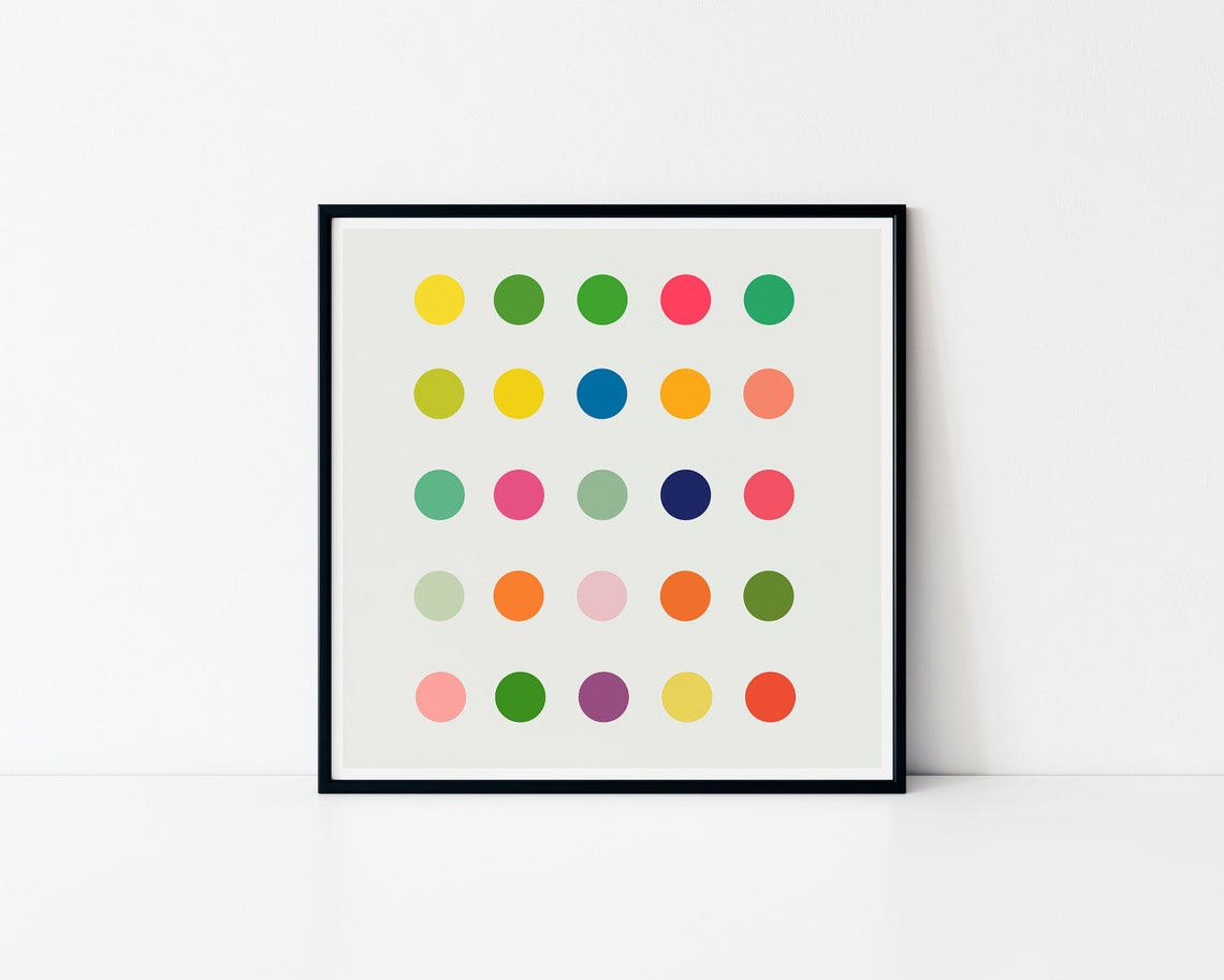 Rainbow Color Dot Grid Polka Spot Minimalist Nursery Decor Poster