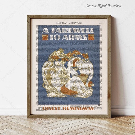 Hemingway A Farewell To Arms Lion Book Page Vintage Literary Art Print