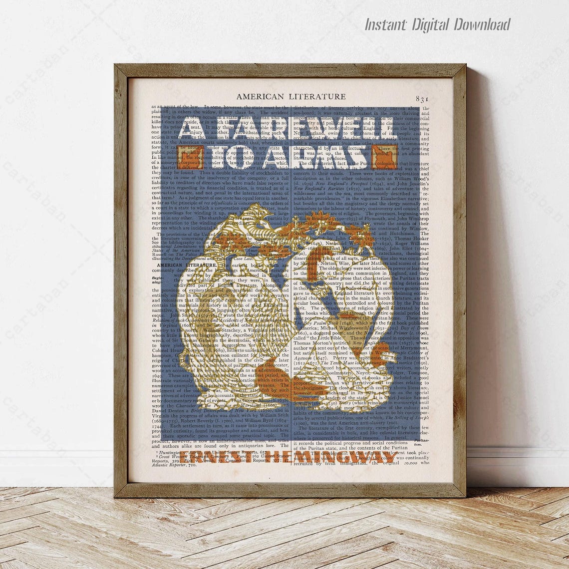 Hemingway A Farewell To Arms Lion Book Page Vintage Literary Art Print