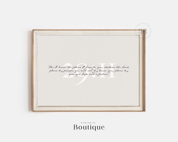 Jeremiah 2911 Bible Verse Wall Art Christian Scripture Calligraphy Inspirational Home Decor Hope Future Quote No501