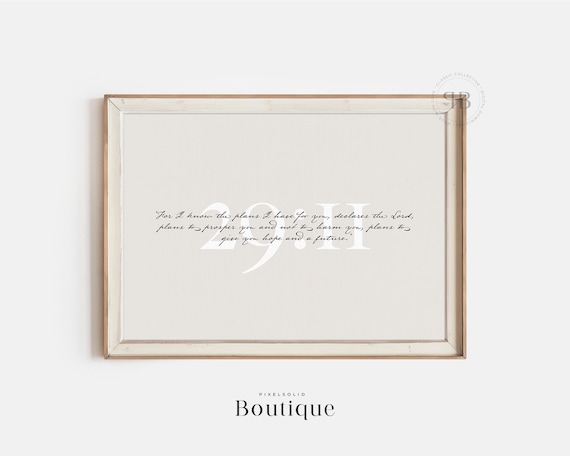 Jeremiah 29:11 Hope and Future Elegant Calligraphy Scripture Poster