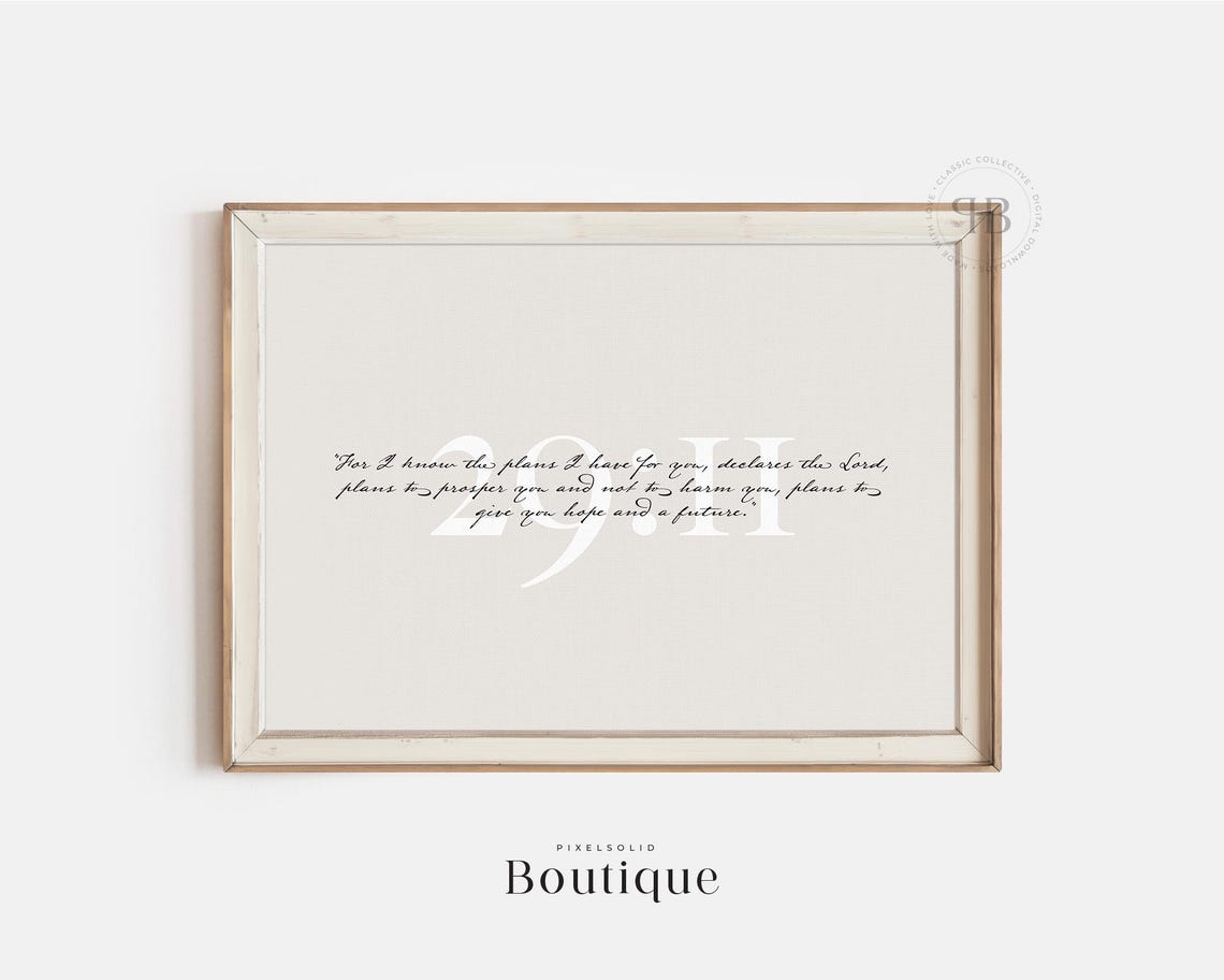 Jeremiah 29:11 Hope and Future Elegant Calligraphy Scripture Poster
