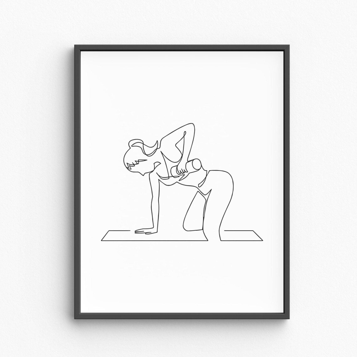 Woman Strength Training Dumbbell Workout Fitness Line Art Poster