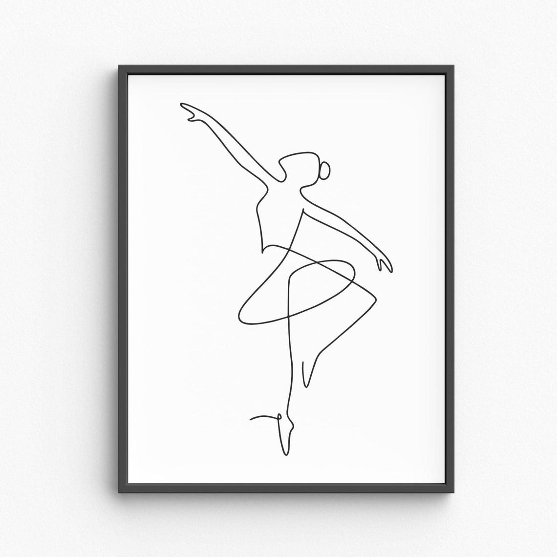 Ballerina Arabesque On Pointe Graceful Minimalist Line Art Poster