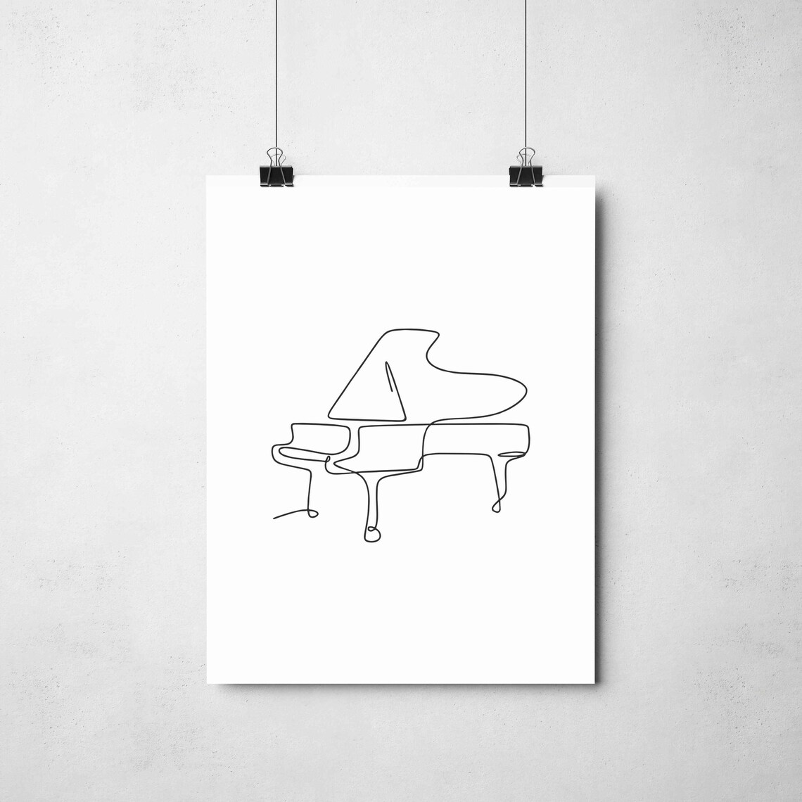 Grand Piano Continuous Line Drawing Classical Music Instrument Decor Wall Poster - Image 2