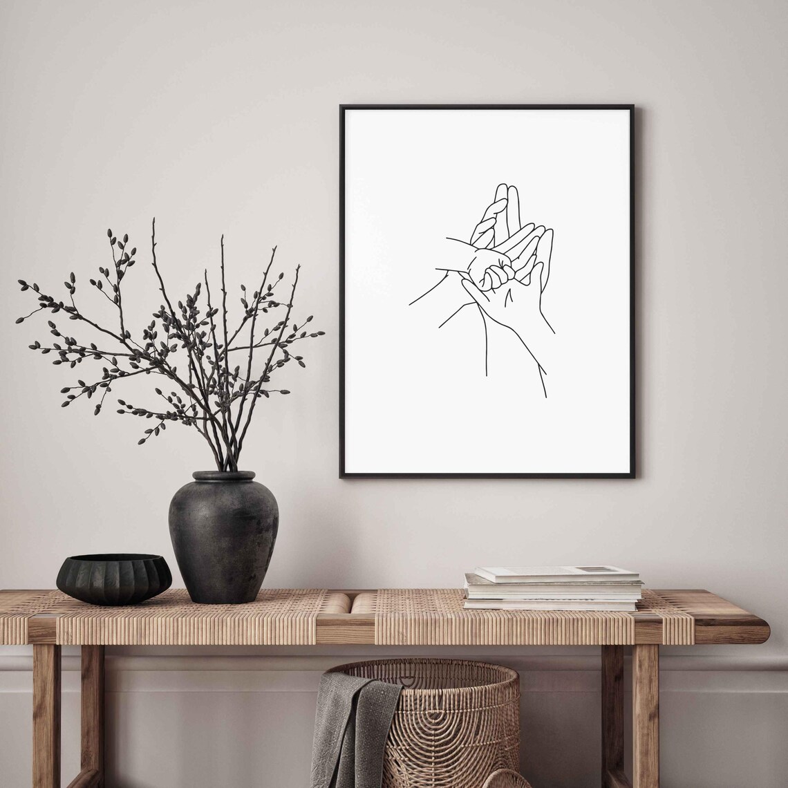 Family Hands Parent And Baby Holding Tender Loving Line Art Poster - Image 5